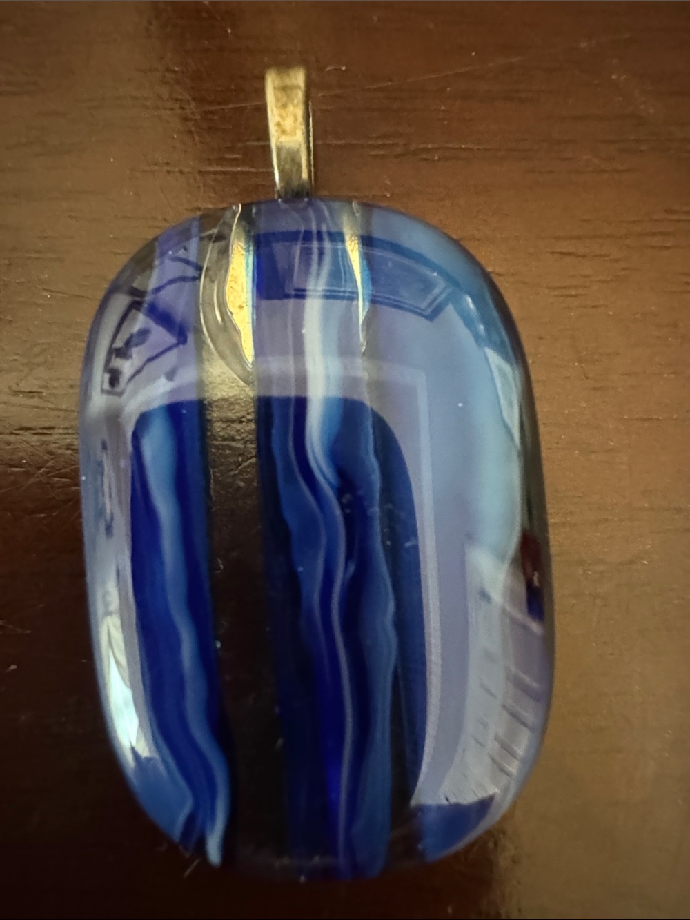 💙 Handmade Fused Glass Blue & White Pendant